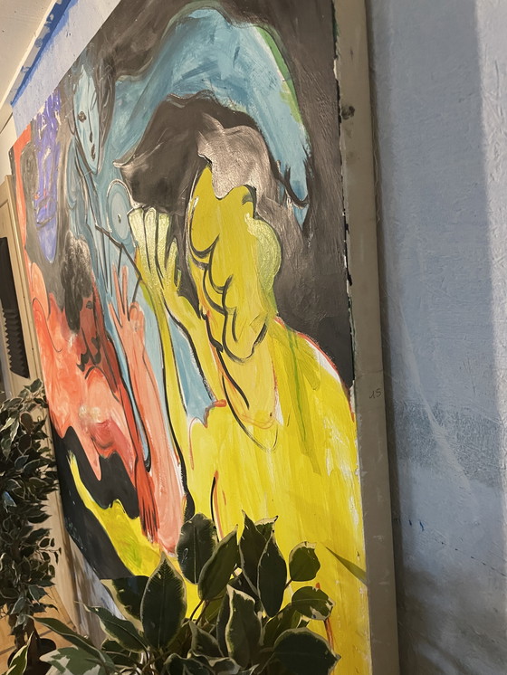 Image 1 of Le giocatrici opera firmata originale Leonardo Di Rocco 150 X 130 cm 