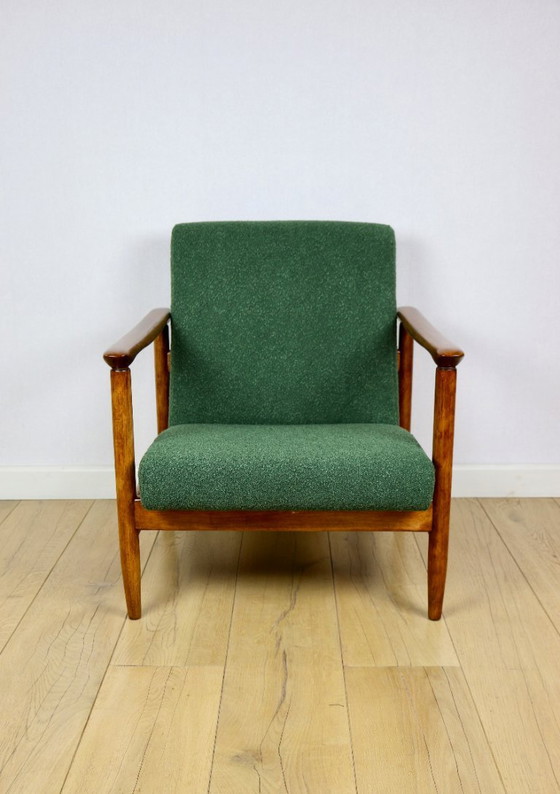 Image 1 of Poltrona GFM-142, design di Edmund Homa degli anni '70, bouclé verde - 2 pezzi disponibili