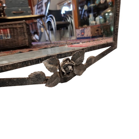 Image 1 of Frans Art Deco metalen spiegel, jaren 30