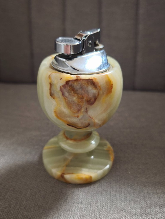 Image 1 of Briquet en onyx avec bougie chauffe-plat