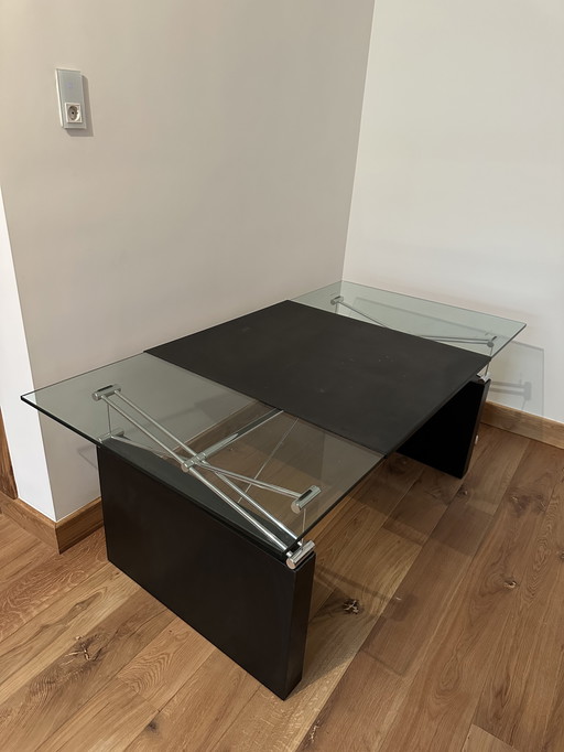 Bureau en verre avec écritoire ou table à manger en cuir