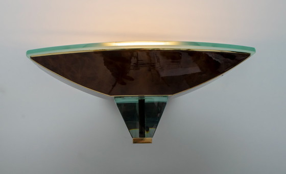 Image 1 of Dopo Fontana Arte Coppia di moderne lampade italiane in vetro e ottone, anni '80