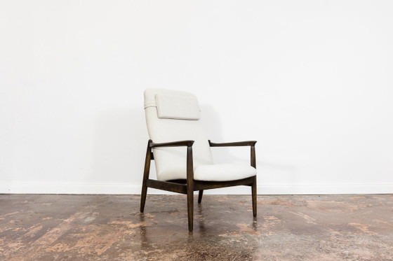 Image 1 of Mid Century Modern High Back Armchair By Edmund Homa In Kvadrat Fabric, Gfm, Poland, 1960s