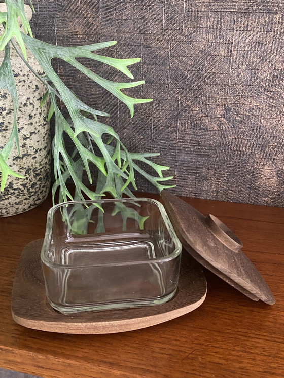 Image 1 of Holmegaard vintage teakhouten botervloot Deens design