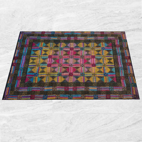 Image 1 of Magnifique tapis géométrique italien en laine des années 1980, signé Missoni pour T&J Vestor