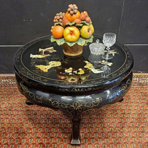 Vintage Chinese coffee table / oriental table (diameter: 75 cm) Asian coffee table / Bohemian coffee table / coffee table