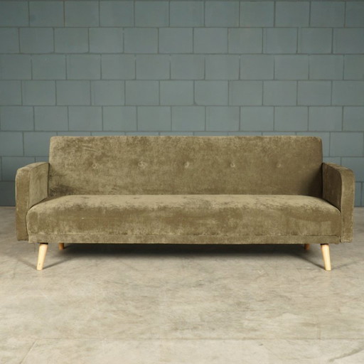 Divano/divano letto vintage in velluto verde, anni '70