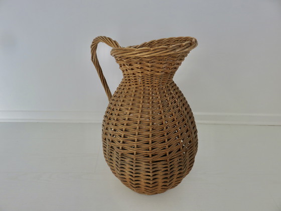 Image 1 of Grand Vase En Rotin En Forme De Pichet, France, 1970