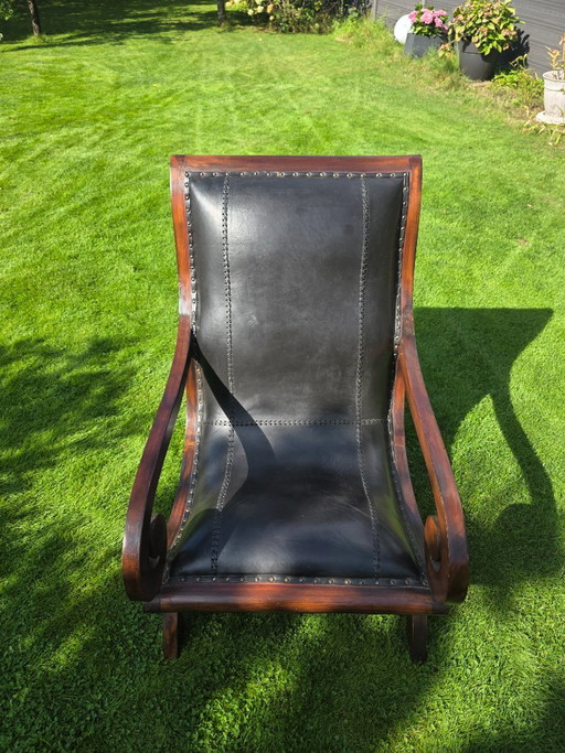 Fauteuil de style colonial – Leather, Metal