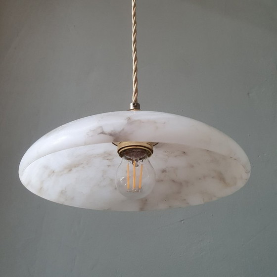 Lampada a sospensione vintage in alabastro - Art Déco - Metà secolo – Lampade a sospensione, Stone, Metal (photo 18 of 23)