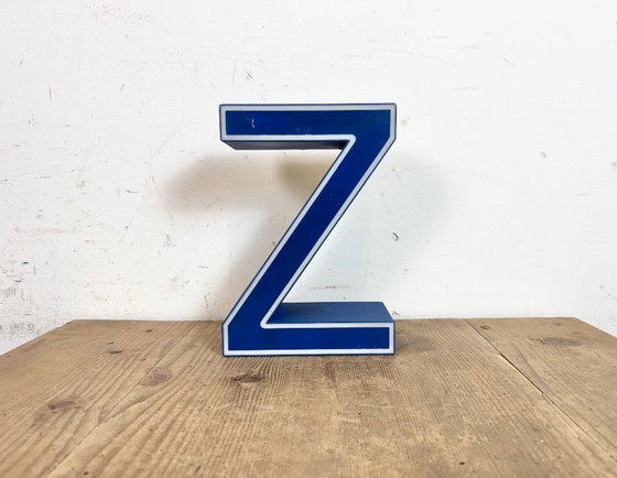 Image 1 of Vintage Blue Plastic Illuminated Letter Z, 1970s