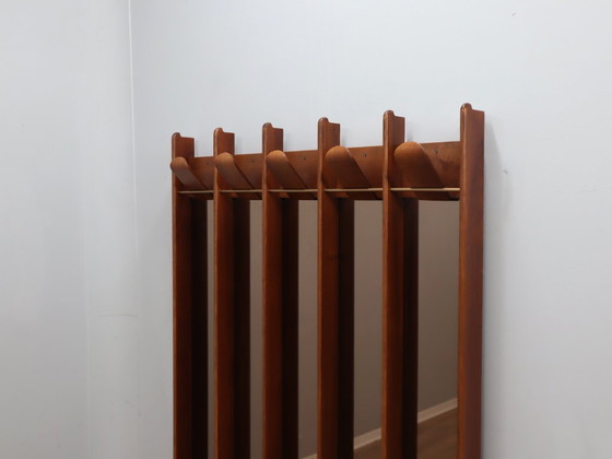Image 1 of Vintage La Moderna houten kapstok uit de jaren 70 met spiegels voor in de hal.