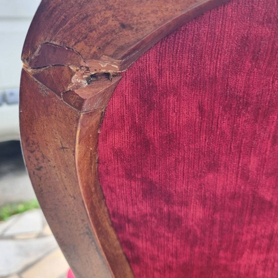 Image 1 of Louis XV chairs, mahogany & red velvet