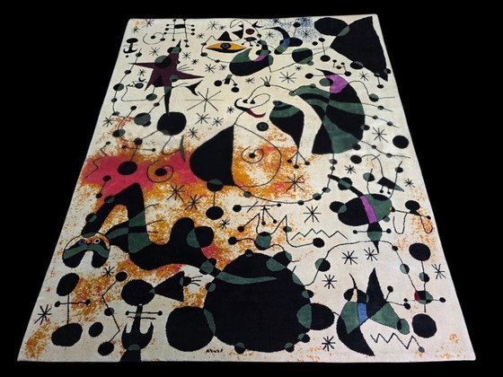 Alfombra de lana anudada a mano – Diseño de Joan Miró, base de algodón (260 x 190 cm) – Wool (photo 8 of 9)