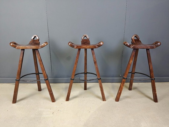 Image 1 of Set of 3 brutalist bar stools, 1960s 