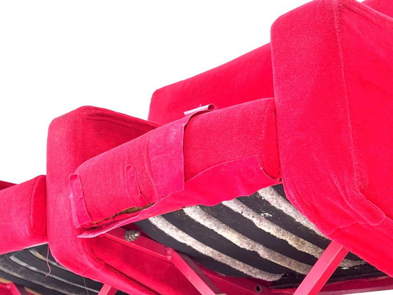 Vintage Bioscoopbank, Rode Fluweelbekleding met Klapstoelen, Loveseats, Hout, Rood (foto 11 van 15)