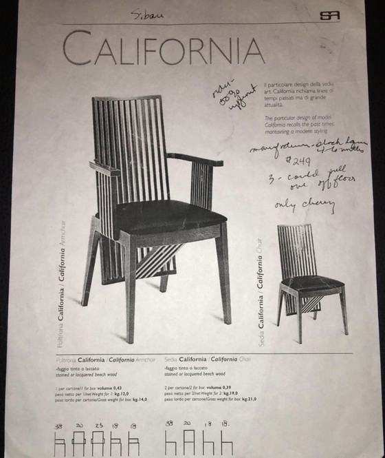 Image 1 of Set 4 Vintage Eetkamer Stoelen A. Sibau /  Frank Llyod Wright /. 80’s 