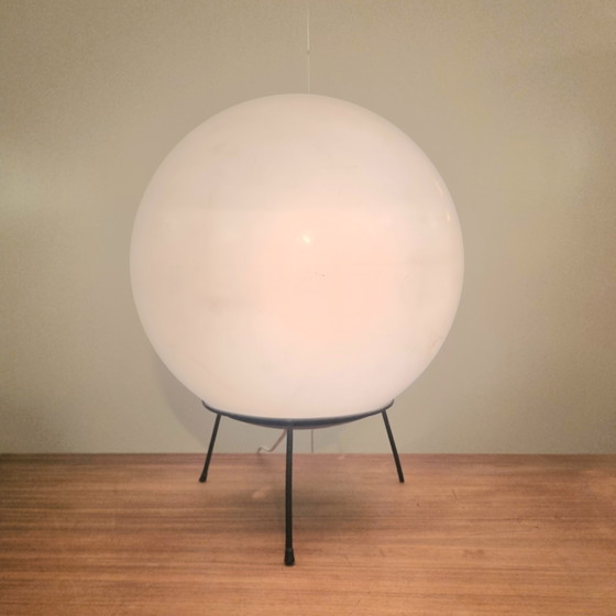 Image 1 of Large plastic moon-like globe table lamp by Raak, 1970s