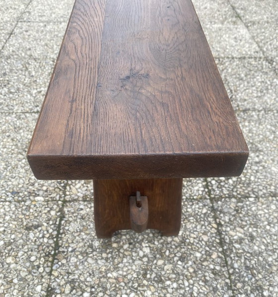 Banc de ferme en bois massif chêne 150cm pour table de ferme rustique 1950, Marron, Rustic (photo 11 sur 14)