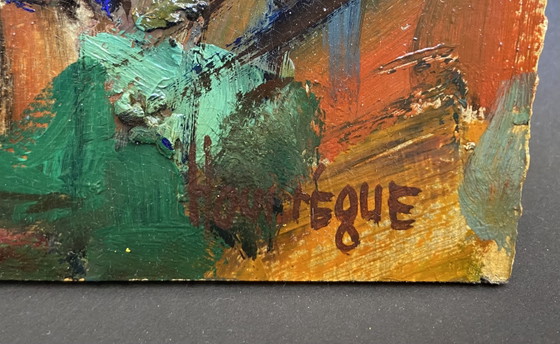 Image 1 of Jean Hourrègue „Les Vendanges“ signiertes Öl auf Platte, Frankreich, 1950er Jahre