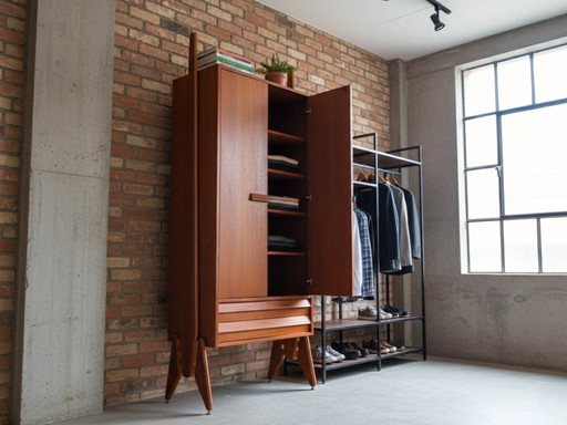 Armadio originale in teak di metà secolo, Italia anni '60