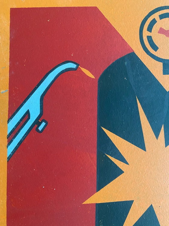 Image 1 of Old Large Factory Safety Prevention CCCP Sign