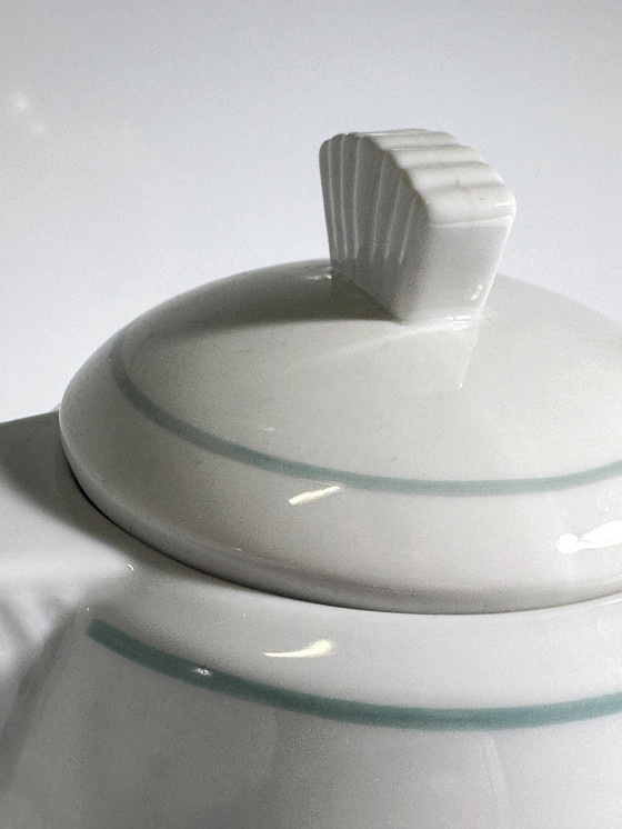 Image 1 of 1980 Art Deco Revival theepot vintage jaren 80 kan koffiepot theepot porselein wit keramiek