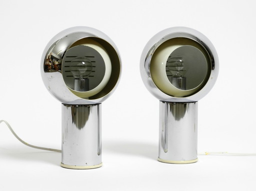 Pair of beautiful large Mid Century Space Age chrome table lamps - Made in Italy
