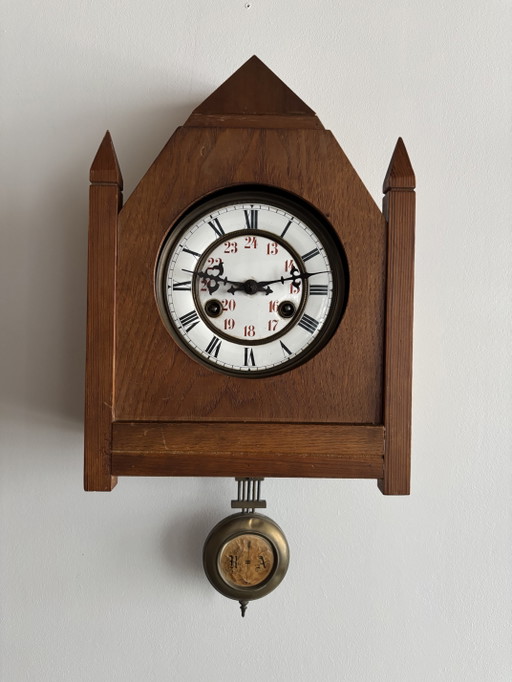 Antike Wanduhr mit Pendel – klokken, Metal, Wood