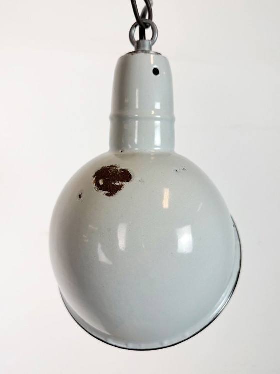 Image 1 of Industrial Grey Enamel Factory Pendant Lamp, 1960s