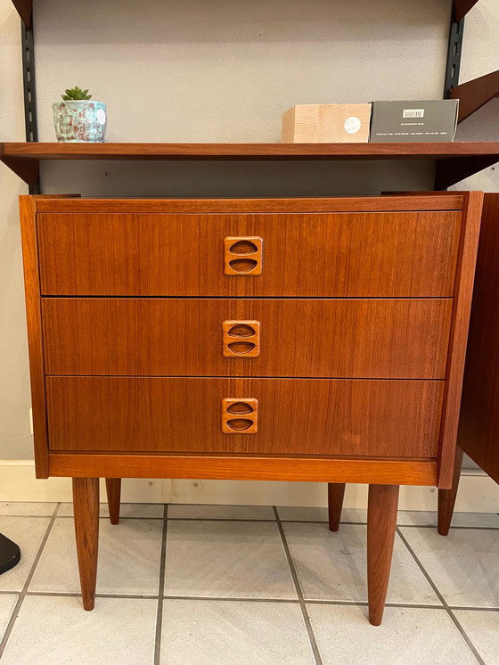 Image 1 of Commode danoise vintage, 3 tiroirs, années 1960, 2 pièces en stock