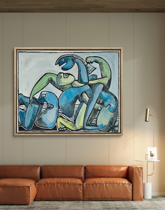 Image 1 of Gundi Falk (1966) Cubist Embrace - Large painting on canvas