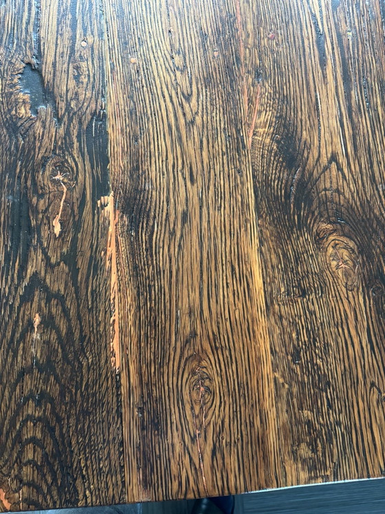 Robust oak tabletop made from old floorboards, Dining tables, Wood, Brown (photo 5 of 6)