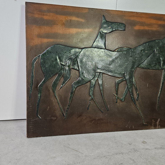 Image 1 of Vintage wall panel deco, moon horses