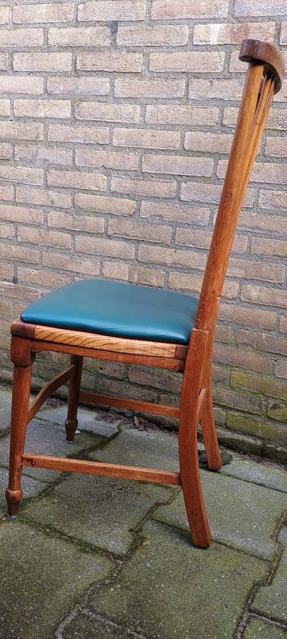 4 chaises de salle à manger anciennes en chêne anglais – Wood, Skai (photo 5 of 9)