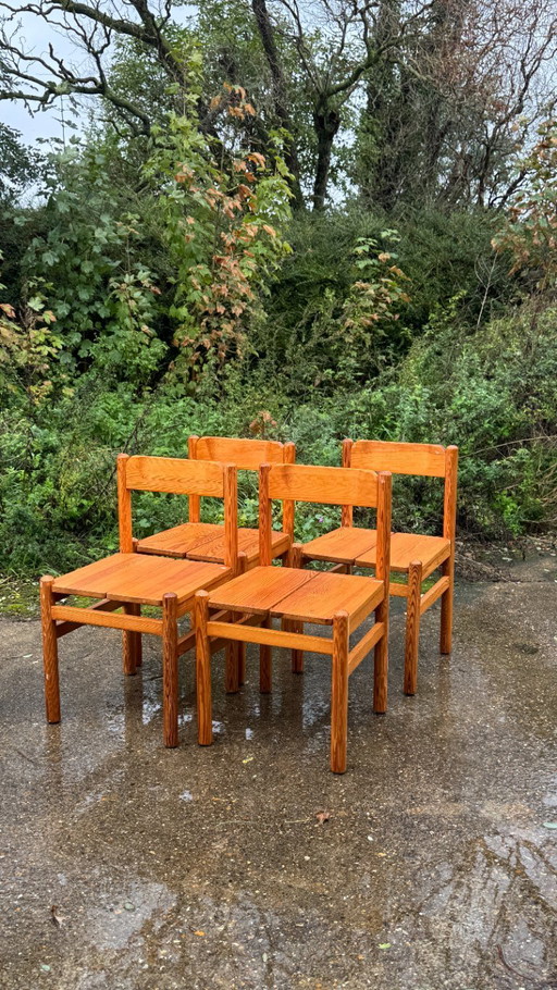 4x chaises vintage en pin