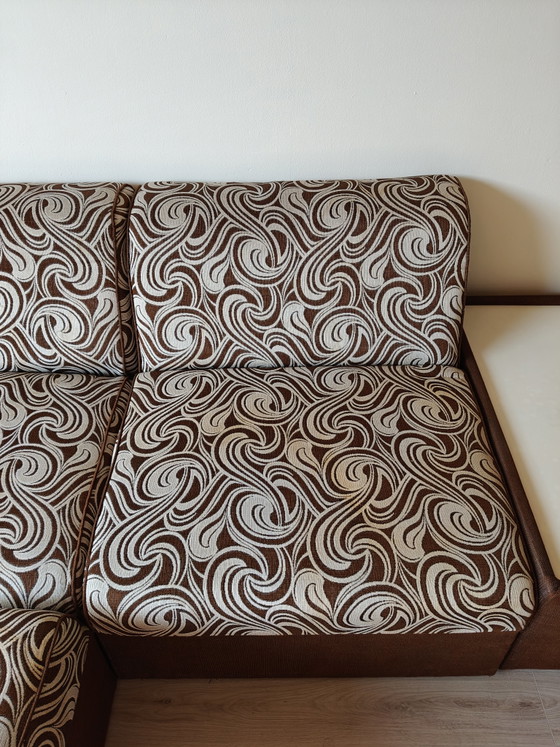 Image 1 of Vintage 70's space age design element sofa brown/cream