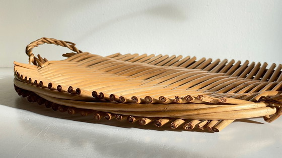 Image 1 of Vassoio di presentazione in rattan vintage
