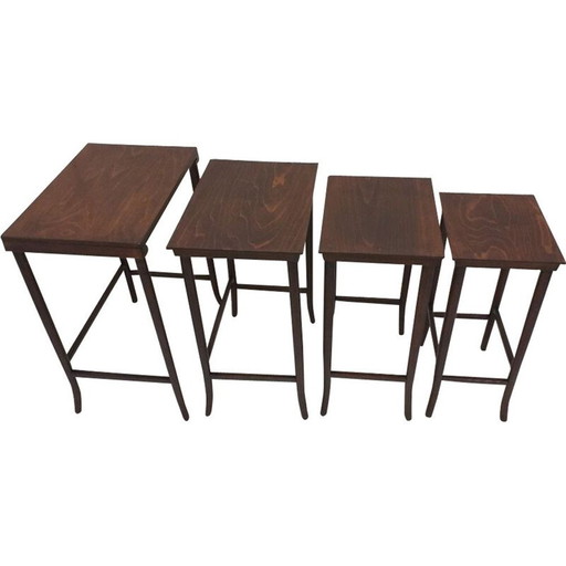 Tavolini impilabili in legno d'epoca di Thonet, 1900