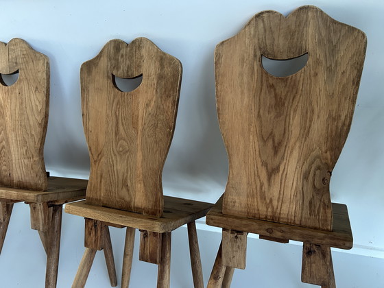 Image 1 of Set of four oak farm chairs