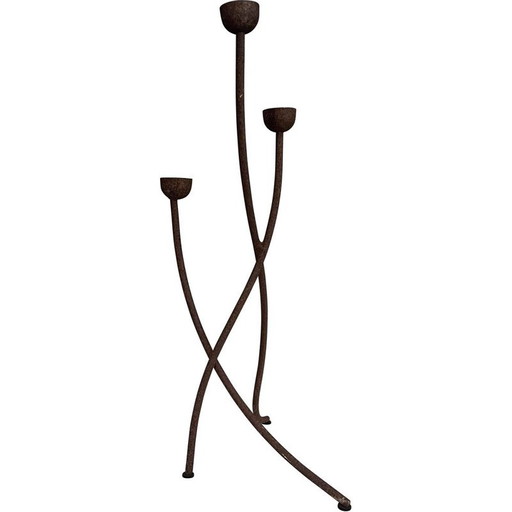 Vintage brutalist steel tripod chandelier, 1960