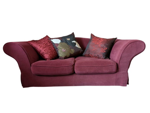 Espléndido Sofá Roche Bobois de 2 plazas en terciopelo Rojo Burdeos