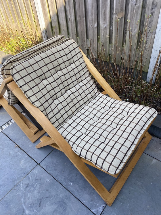 Image 1 of Deux chaises pliantes vintage de design danois, années 70, style plage.