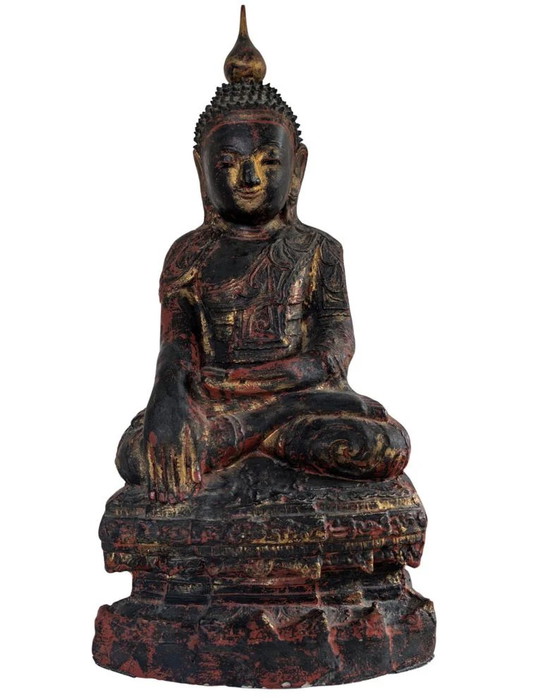 Pair of Antique Burmese Papier-Mâché Buddha Statues – Konbaung – c. 1750–1825 – Sculpture (photo 8 of 10)