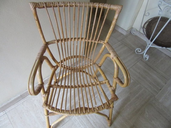 Image 1 of fauteuil moderne du milieu du siècle en rotin et bambou