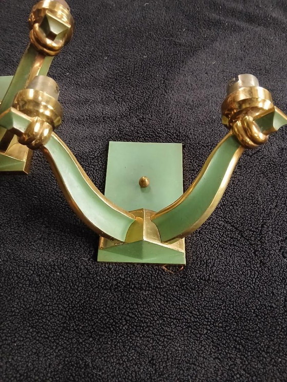 Image 1 of Coppia di applique vintage, anni '40-'50, bronzo, metallo e ottone, DLG Jules Leleu, anni '40