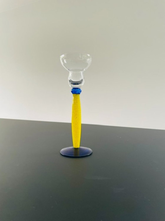 Image 1 of Candelabro vintage di design italiano in vetro Memphis x Murano.