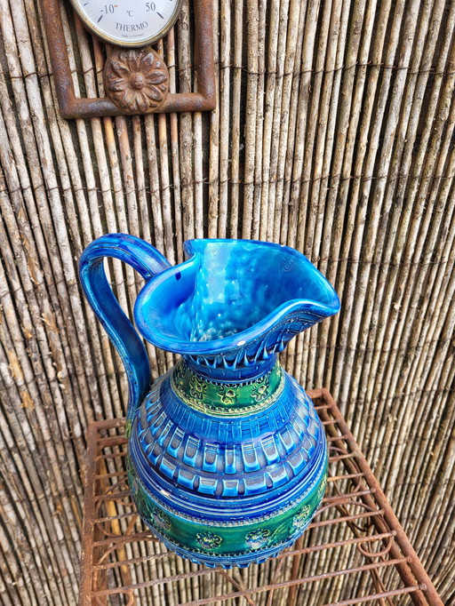 Vintage Italiaanse Blauwe Vaas van Aldo Londi