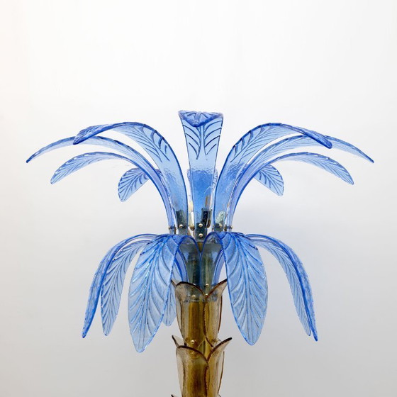 Image 1 of Mid-Century Modern Murano Glass and Brass Palm Tree Floor Lamp