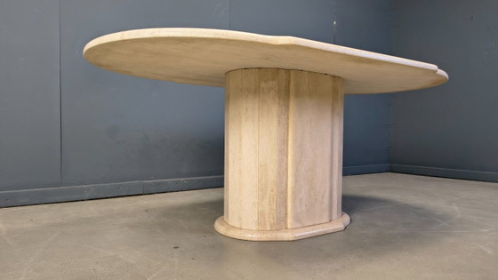 Image 1 of Vintage oval travertine dining table, 1970s